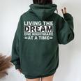 Living The Dream One Nightmare At A Time Sarcastic Sayings Women Oversized Hoodie Back Print Navy Blue