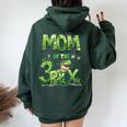 Mom Of The Three Rex Birthday Boy Dinosaur Family Matching Women Oversized Hoodie Back Print Navy Blue