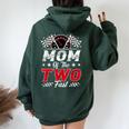 Mom Of The Two Fast 2Nd Birthday Racing Car Family Women Oversized Hoodie Back Print Navy Blue