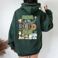 Mom Of The Wild One 1St Birthday Family Safari Jungle Party Women Oversized Hoodie Back Print Navy Blue