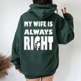 My Wife Is Always Right T For Good Husband レディース オーバーサイズ パーカー バックプリント Navy Blue