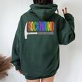 Rainbow Rockhound ロックピック 地質学ハンマー ロックハウンディング レディース オーバーサイズ パーカー バックプリント Navy Blue
