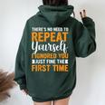There's No Need To Repeat Yourself Sarcastic Adult Humor Women Oversized Hoodie Back Print Navy Blue