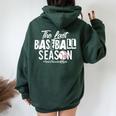 Retro The Last Baseball Season Senior Baseball Mom Ball Mama Women Oversized Hoodie Back Print Navy Blue