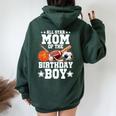 All Star Mom Of The Birthday Boy Basketball Soccer Sport Women Oversized Hoodie Back Print Navy Blue