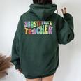 Substitute Teacher Back To School Substitute Teacher Women Oversized Hoodie Back Print Navy Blue
