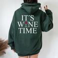 Wine Lovers Wine Time 赤ワインワインメーカー レディース オーバーサイズ パーカー バックプリント Navy Blue