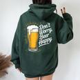 ビール ハッピー ビール好き Don't Worry Beer Happy Beer Drinker レディース オーバーサイズ パーカー バックプリント Navy Blue
