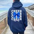 Cheer Mom Blue Bow Cheerleader Competition Game Day Women Oversized Hoodie Back Print Forest