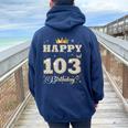 Happy 103Rd Birthday 103歳 女性 男性 誕生日パーティー 長袖tシャツ レディース オーバーサイズ パーカー バックプリント Forest