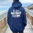 Retro The Last Baseball Season Senior Baseball Mom Ball Mama Women Oversized Hoodie Back Print Forest