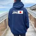 Team Jpn 日本国旗 チームジャパン 日の丸 男性 女性 子供 応援 チーム レディース オーバーサイズ パーカー バックプリント Forest