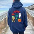 ハッピーハロウィン骨格かぼちゃかわいいゴーストキッズ男の子女の子 レディース オーバーサイズ パーカー バックプリント Forest