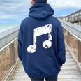 Nota Musical Cuello Women Oversized Hoodie Back Print Navy Blue