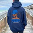 In November We Wear Blue Black Diabetes Awareness Women Oversized Hoodie Back Print Navy Blue
