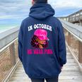 In October We Wear Pink Black Woman Breast Cancer Awareness Women Oversized Hoodie Back Print Navy Blue In October We Wear Pink Black Woman Breast Cancer Awareness Women Oversized Hoodie Back Print Navy Blue