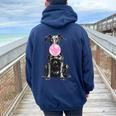 Vintage Dobermann Cheoffia Bolla Cane Papà Mamma Proprietario Felpa con cappuccio oversize da donna con stampa posteriore Navy Blue