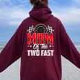 2 Year Old Racing Car Two Fast Birthday 2Nd Family Mom Women Oversized Hoodie Back Print Maroon