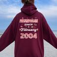 2004年2月から素晴らしい花、2004年2月の誕生日。 レディース オーバーサイズ パーカー バックプリント Maroon