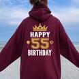 55歳の男性と女性のためのhappy 5Th Birthdayアイデア レディース オーバーサイズ パーカー バックプリント Maroon