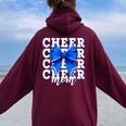 Cheer Mom Blue Bow Cheerleader Competition Game Day Women Oversized Hoodie Back Print Maroon