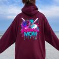 Cool Baseball Mom Neon Drip Sports Fan Women Oversized Hoodie Back Print Maroon