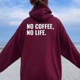 Emergency No Coffee No Life Missing Java 警告サイン レディース オーバーサイズ パーカー バックプリント Maroon