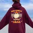 Groovy Boo One Spooky Dada First Halloween Birthday Boy Women Oversized Hoodie Back Print Maroon