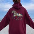 Horse Lover Majestic Horse 馬のグラフィック デザイン 長袖tシャツ レディース オーバーサイズ パーカー バックプリント Maroon