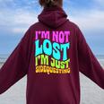 I’M Not Lost I’M Just Sidequesting – Rave Edm Groovy Women Oversized Hoodie Back Print Maroon