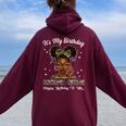 It's My Birthday Scorpio Queen Camo Bow Afro Black Girl Women Oversized Hoodie Back Print Maroon