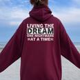 Living The Dream One Nightmare At A Time Sarcastic Sayings Women Oversized Hoodie Back Print Maroon