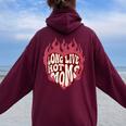 Long Live Hot Moms Retro Mom Humor Quote Women Oversized Hoodie Back Print Maroon