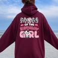 Mom Of The Birthday Girl Farm Cow Family Birthday Decoration Women Oversized Hoodie Back Print Maroon