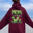 Mom Of The Three Rex Birthday Boy Dinosaur Family Matching Women Oversized Hoodie Back Print Maroon