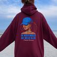 In November We Wear Blue Black Diabetes Awareness Women Oversized Hoodie Back Print Maroon