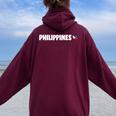 Philippines Flag Heart Pride Philippines Kid レディース オーバーサイズ パーカー バックプリント Maroon