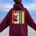 Sloth ナマケモノ 動物 レディース オーバーサイズ パーカー バックプリント Maroon
