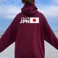 Team Jpn 日本国旗 チームジャパン 日の丸 男性 女性 子供 応援 チーム レディース オーバーサイズ パーカー バックプリント Maroon