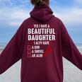 メンズ Yes I Have A Beautiful Daughters I Also Havearcastic レディース オーバーサイズ パーカー バックプリント Maroon