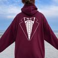 スーツ、プリント、蝶ネクタイ、タキシード、ベスト、男性子供女性 レディース オーバーサイズ パーカー バックプリント Maroon