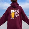 ビール ハッピー ビール好き Don't Worry Beer Happy Beer Drinker レディース オーバーサイズ パーカー バックプリント Maroon