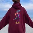 恐竜 漫画 かわいい かわいい かっこいい モチーフ 男性 女性 T-Rex レディース オーバーサイズ パーカー バックプリント Maroon