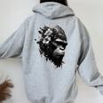 Gorilla Flowers モンキーアニマルプリントアート ゴリラ レディース オーバーサイズ パーカー バックプリント Sport Grey