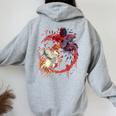 Rooster Cock Fight Chicken ノベルティ ファーマーズギフト レディース オーバーサイズ パーカー バックプリント Sport Grey
