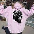Gorilla Flowers モンキーアニマルプリントアート ゴリラ レディース オーバーサイズ パーカー バックプリント Light Pink