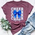 Cheer Mom Blue Bow Cheerleader Competition Game Day Bella Canvas T-shirt Heather Maroon