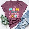 Mom Of The Birthday Girl Sweet Donut Matching Family Party Bella Canvas T-shirt Heather Maroon