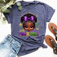 Little Miss Mardi Gras Cute Girl Messy Bun Festival Carnival Bella Canvas T-shirt Heather Forest