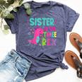Sister Of The Three Rex Birthday Dinosaur Family Matching Bella Canvas T-shirt Heather Forest